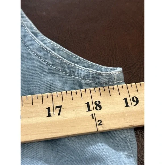 Liz wear Liz Claiborne Denim Western Vest Size M Blue Floral Patchwork Button - Picture 10 of 15